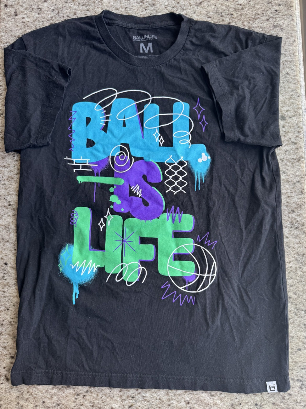 Ballislife Graffiti Basketball T Shirt Men M Streetwear Graphic Tee